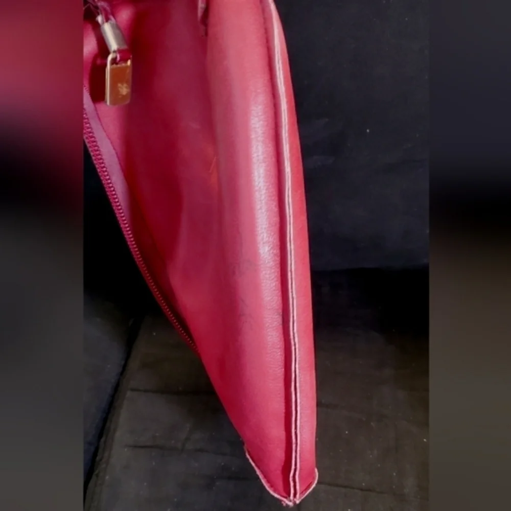 Loewe Burgundy Leather Suede Anagram Pouch